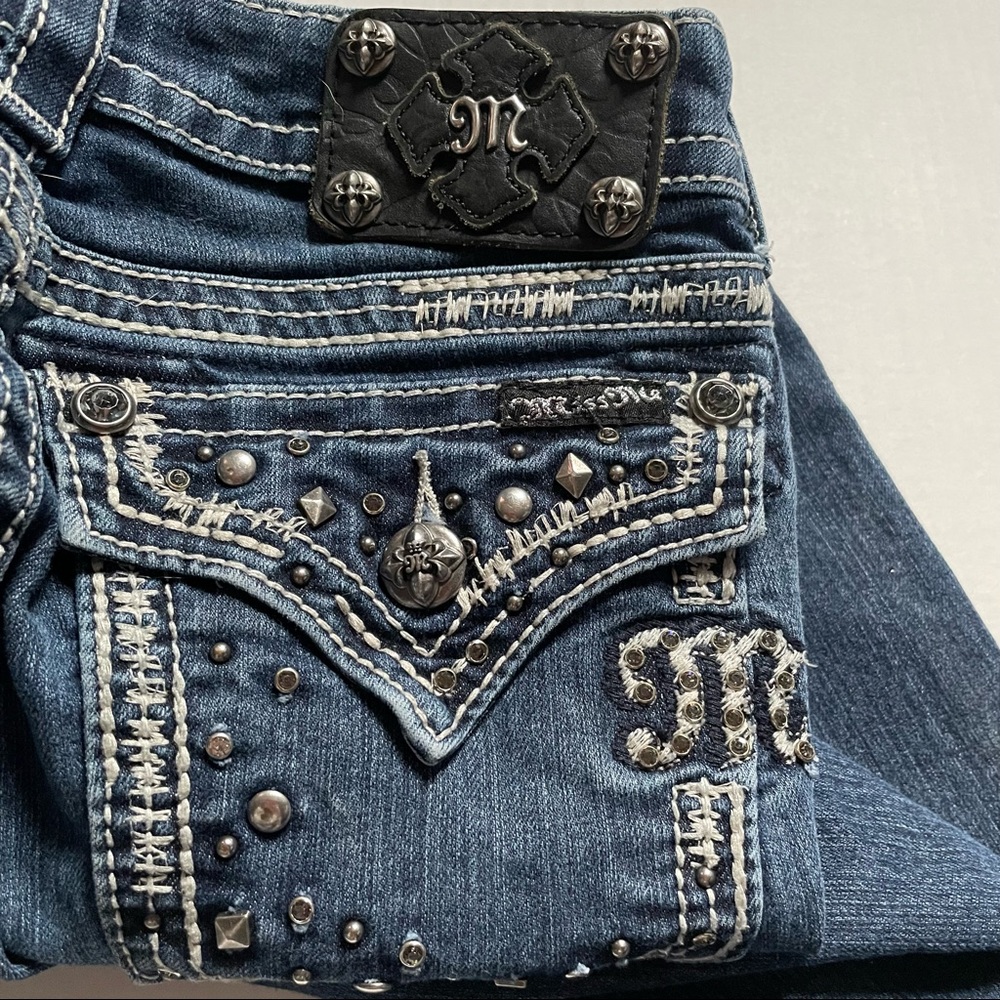 MISS ME Rhinestone & Stud Boot Cut Jeans Sz 25